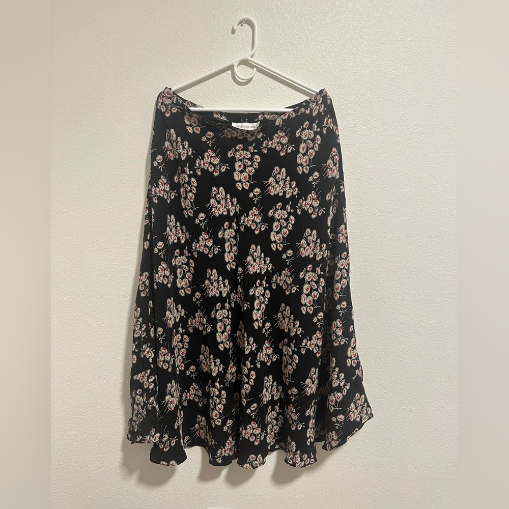 Jones New York Black Floral A-Line Maxi Skirt